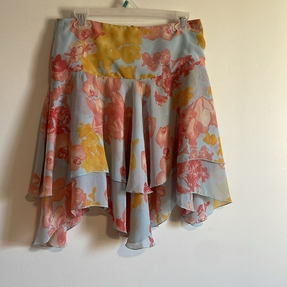 Softgirl Romantic Floral Tier Skirt Lucy Pereda 6 Blue Pastel Watercolor Flowy - Picture 3 of 13